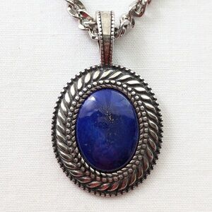 Carolyn Pollack Silver Necklace with Deep Blue Pendant